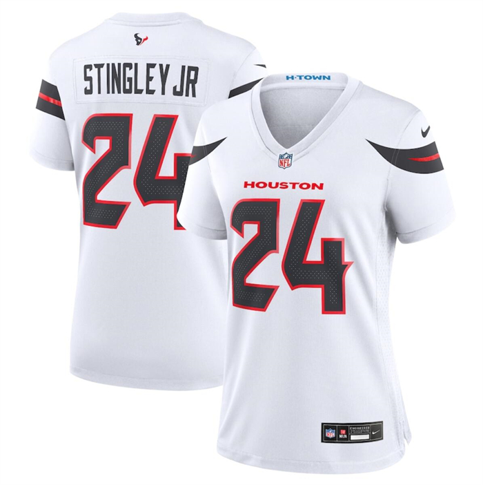 Women's Houston Texans #24 Derek Stingley Jr. White 2024 Stitched Jersey (Run Small)